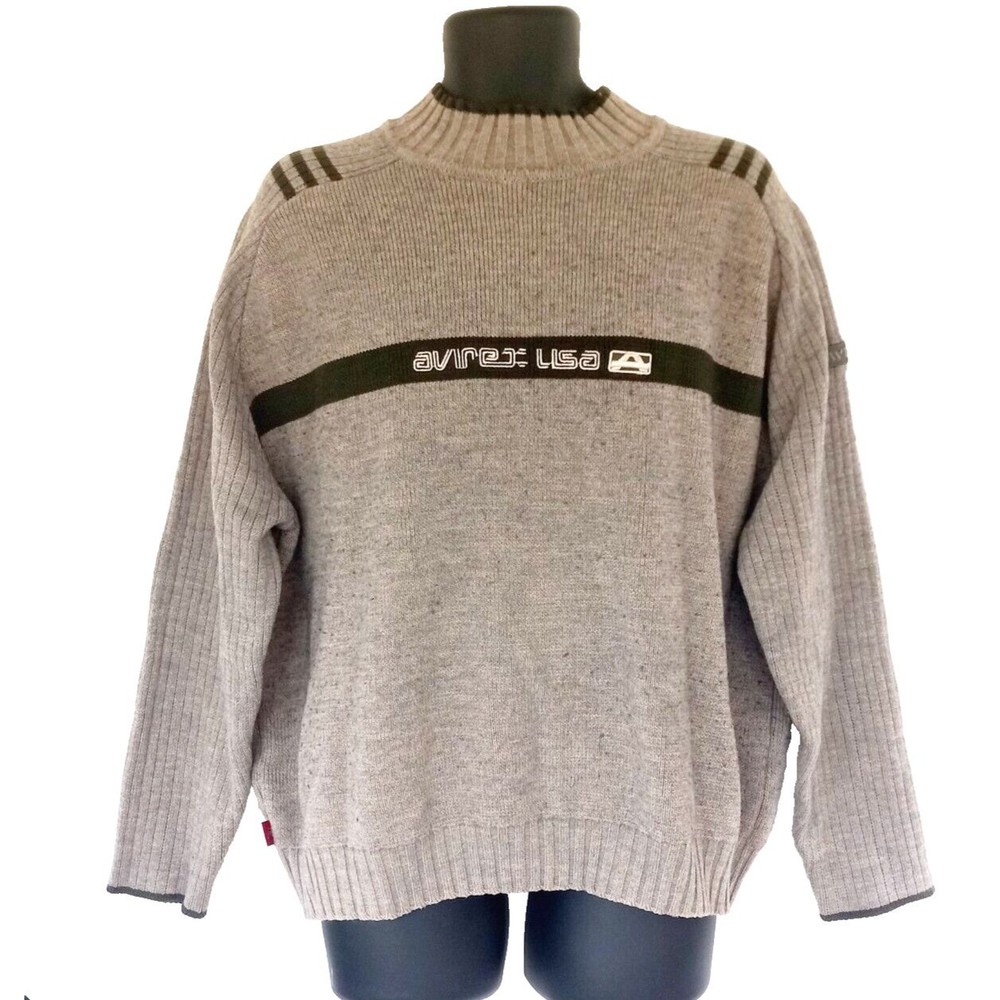 Avirex Men's Gray Mock Turtleneck Sweater Size Large